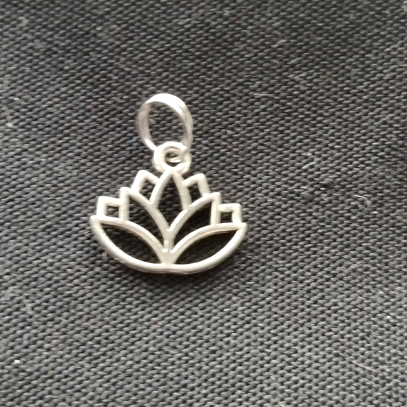 Small lotus charm on black or brown 16 to 18 inch adjustable coated cord - Picture 1 of 4
